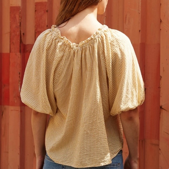 VELVET Briella Woven Striped Puff Sleeve Top, Size XS - Picture 3 of 11